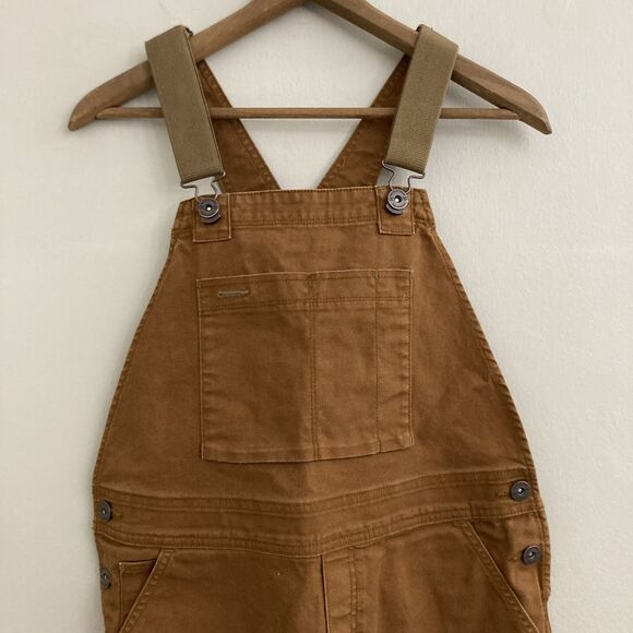 REI Co-Op Trailsmith Bib Camp Overalls Womens 6 Walrus Brown Canvas Double Knee - Picture 4 of 8